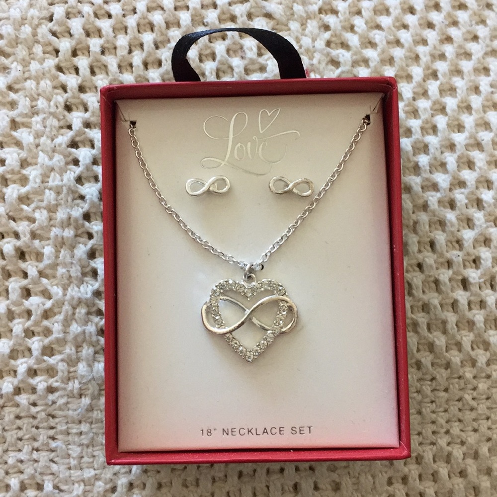 Heart Necklace & Infinity Earring Set